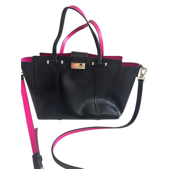 KATE SPADE Black Leather Satchel Crossbody Bag w/ Detachable Strap - Picture 11 of 12